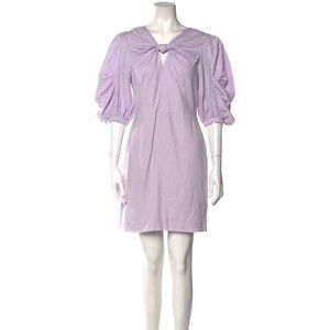 EUC FARM RIO V-Neck Mini Dress. Lavender Linen Blend. 3/4 Puffed Sleeve. SZ:XL